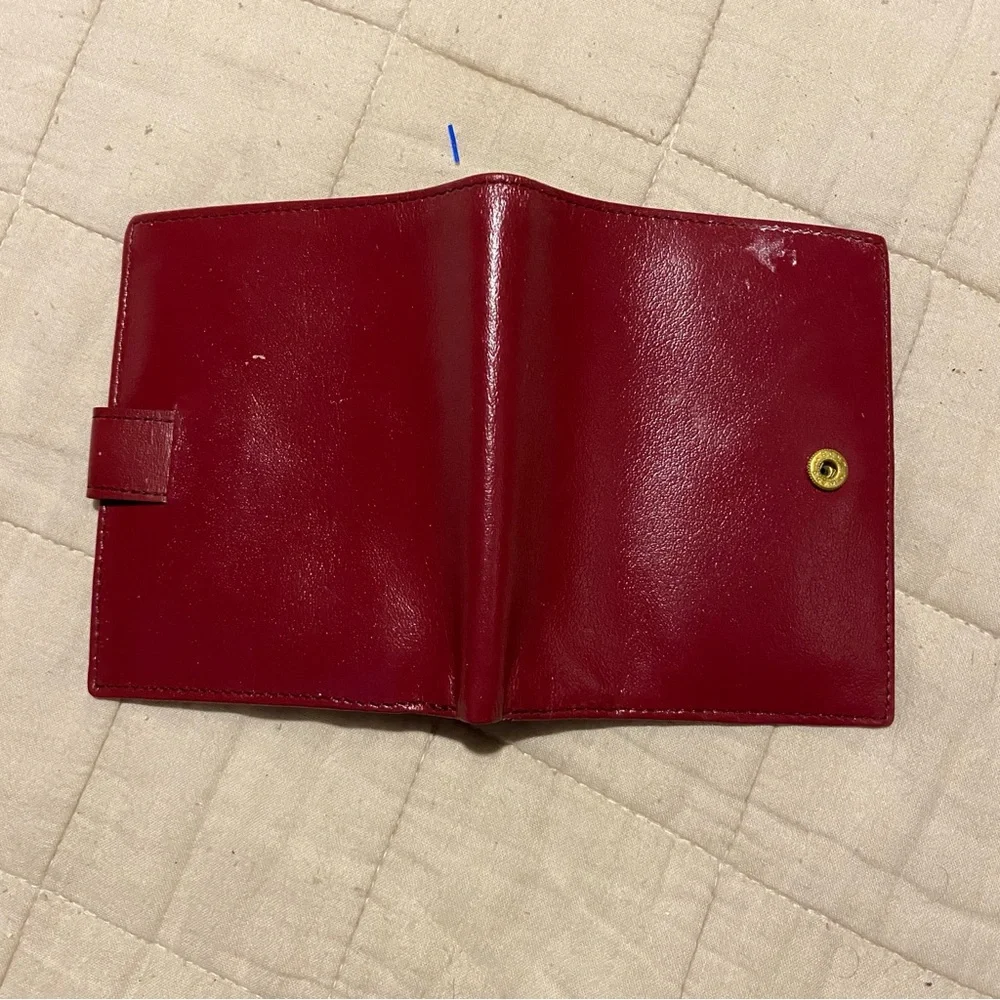 ROLEX watches vintage red leather bifold wallet snap close